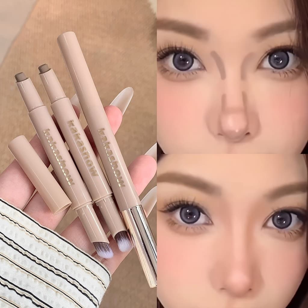 Caneta de contorno com sombreamento de sombra Caneta de contorno Sombra de nariz Maquiagem de dupla utilização Bastão de