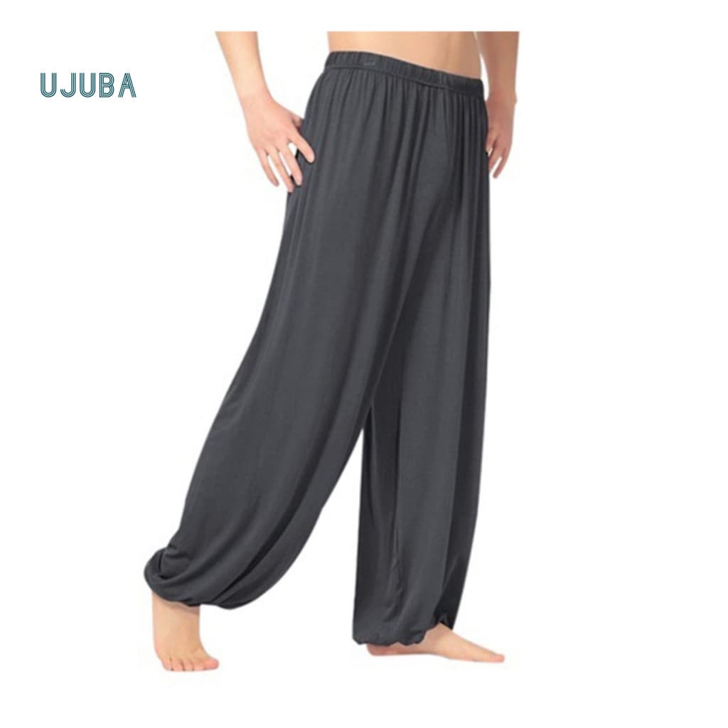 Calça Folgada Masculina Casual De Cor Sólida Ujb Para Dança Do Ventre E Ioga