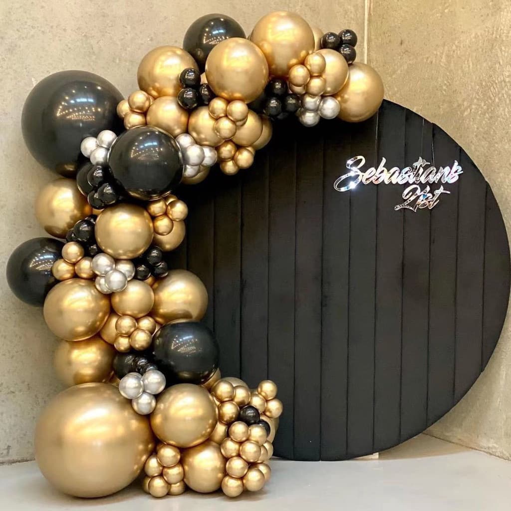 117pcs Preto Chrome Ouro Prata Balões Arco Guirlanda Kit Para Casamento Graduação Festa De Aniversário Do Chuveiro De Be