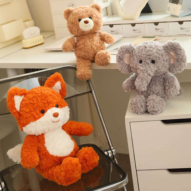 Bonito correndo raposa boneca mochila urso elefante boneca brinquedo de pelúcia reconfortante boneca menina presente ani