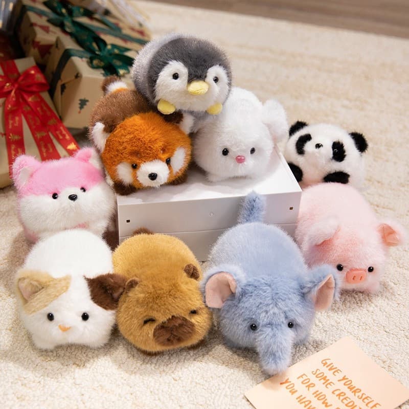 Boneco de Pelúcia Macio e Fofo de Animal Deitado: Panda Vermelho, Capivara, Gato, Raposa, Porco W195