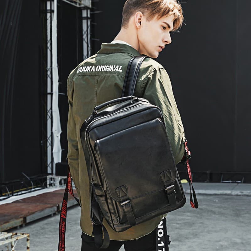 Novos homens mochila versão coreana mochila de couro genuíno moda masculina na moda Casual saco de computador saco de vi