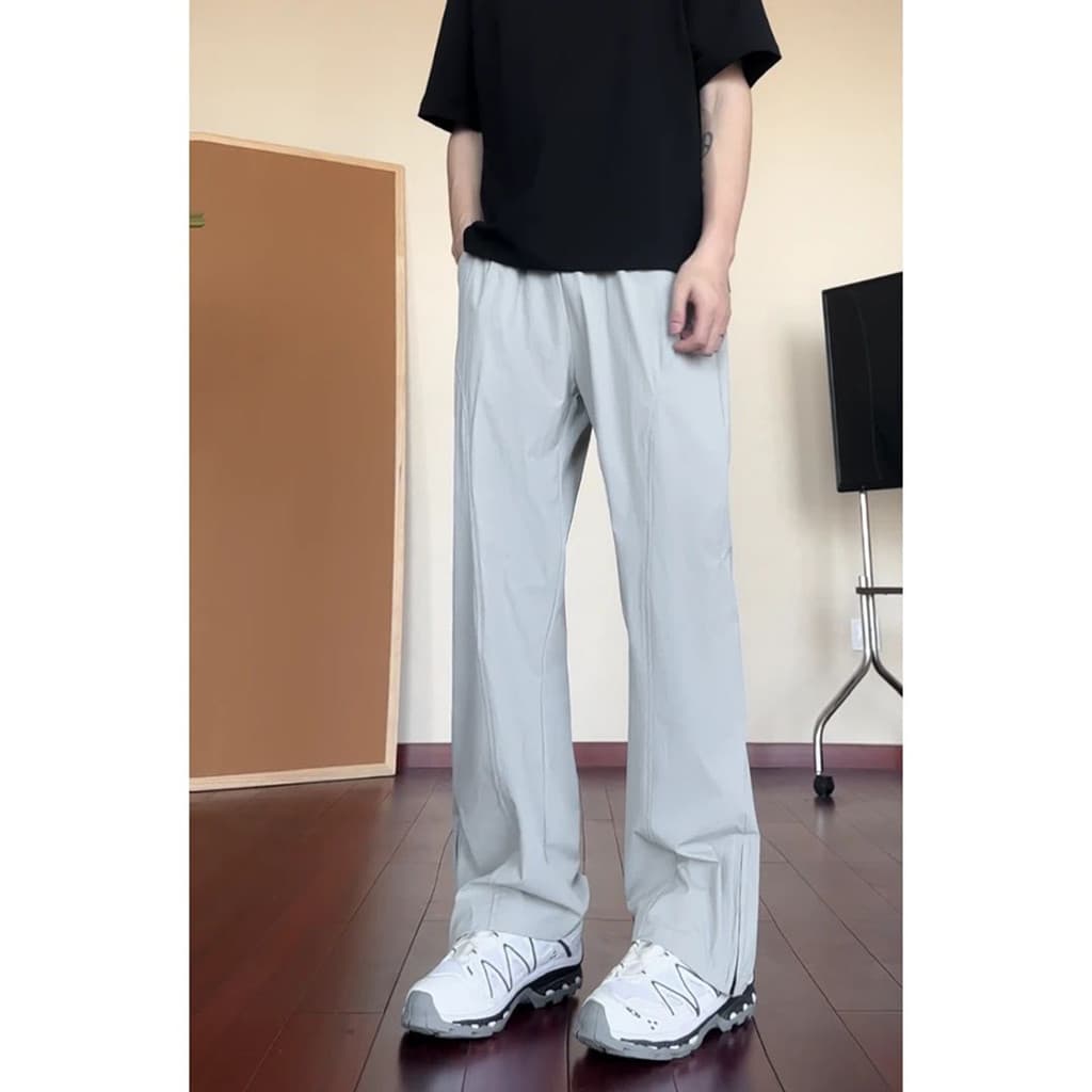 Calças esportivas de secagem rápida com zíper lateral masculino verão fino americano Machete ligeiramente flexível calça