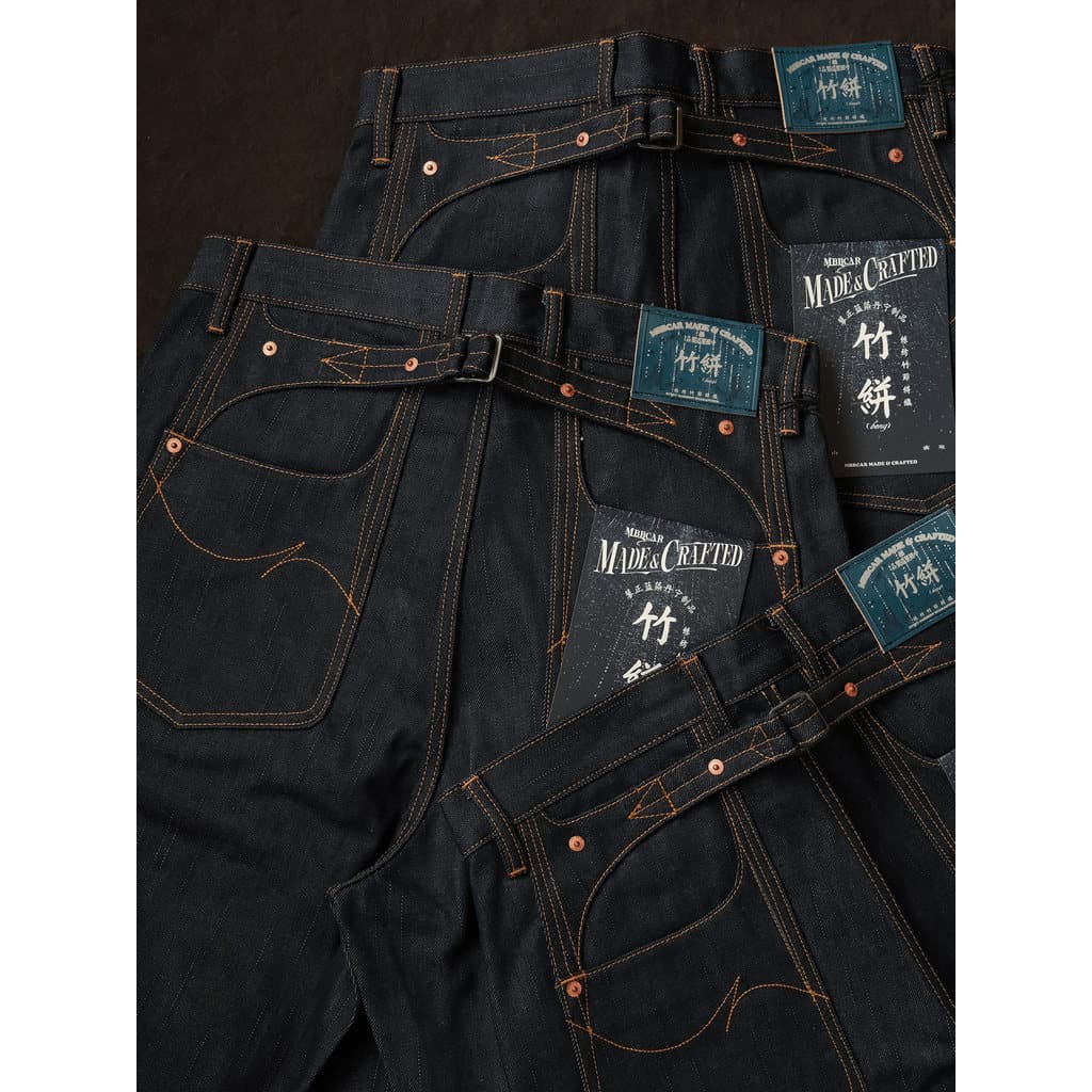 Série de bambu 17OZ bambu paralelo tecido Extra azul escuro Diagonal paralelo orelhas vermelhas 705 polpa virgem cintura