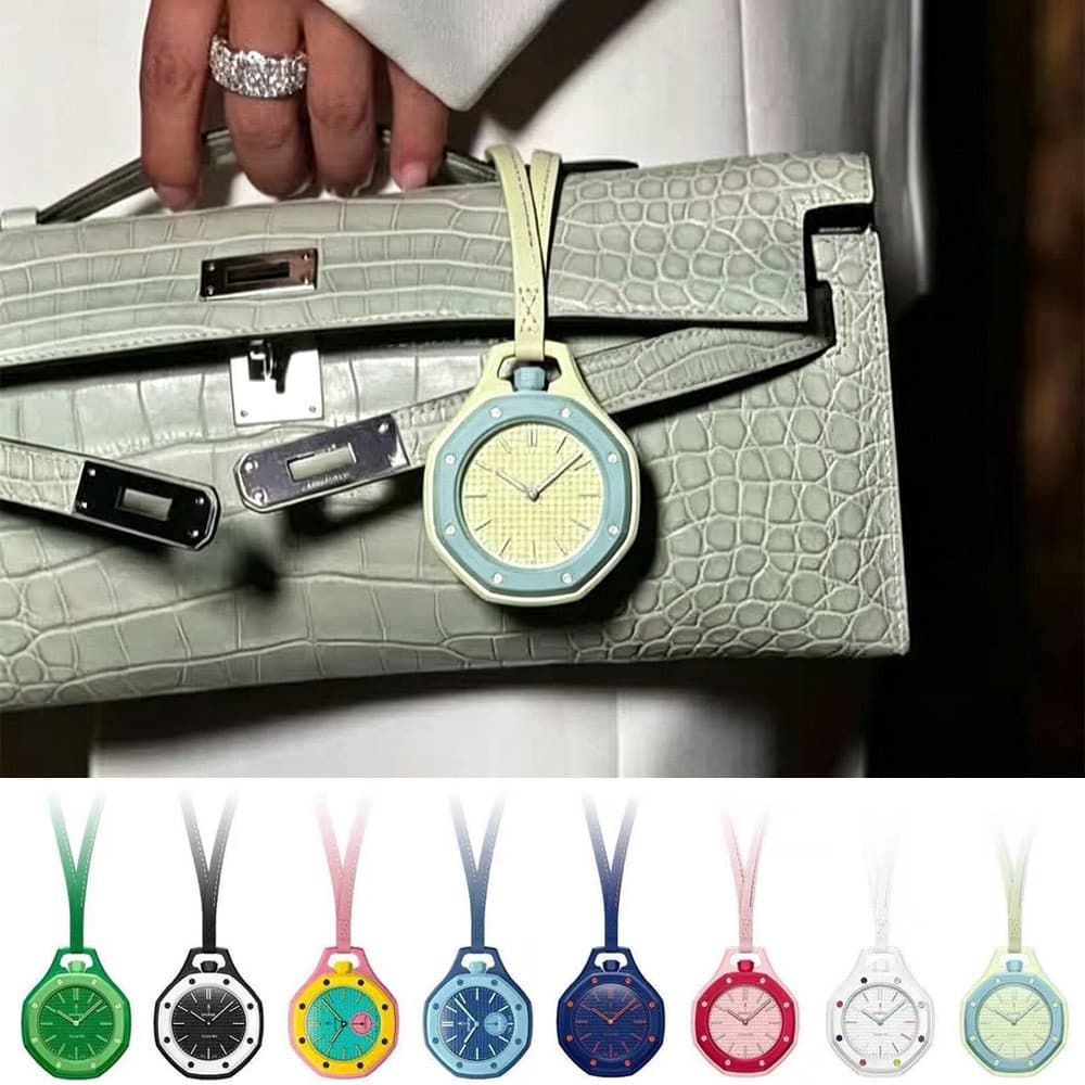 [Estoque pronto atacado] Doce cor relógio estilo bolsa enfeites delicado cordão de camurça leve bolsa de luxo decoração