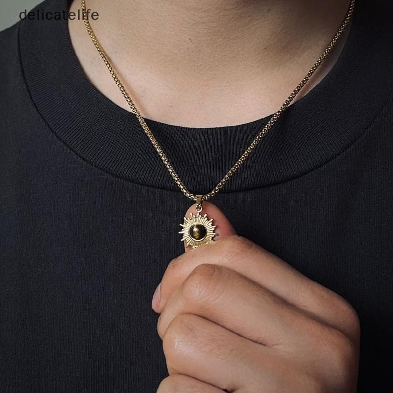Simples Corrente De Aço Inoxidável Nelace Hip Hop Geométrico Girassol Pingente Gargantilha Jóias Masculinas