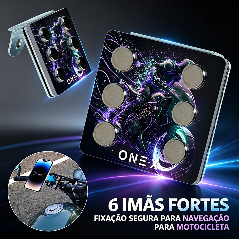 🏍️ 🧲 Suporte Celular Moto Magnético 6 Imãs Extra Forte Imã Super Forte Resistente Impacto E Vibrações