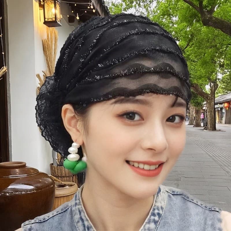 Verão Baotou chapéu feminino capa de cabelo branco 2026 novo estilo elegante renda fina bobina de cabelo quebrado ferram