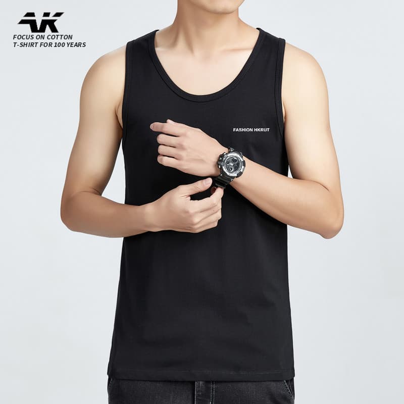 Esportes de Fitness verão colete camiseta solta colete Undershirt masculino sem mangas puro algodão sem mangas masculino