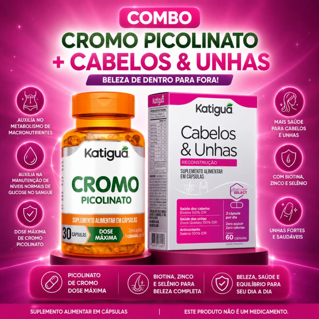 Kit Picolinato de Cromo + Multivitamínico A a Z Katiguá Combo Corpo Leve e Energia Total