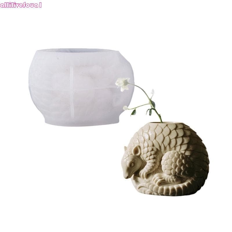 allilivefoua1 Molde Pangolin Silicone Versátil Para Vasos Flores Resina Cimento, Ferramentas Artesana