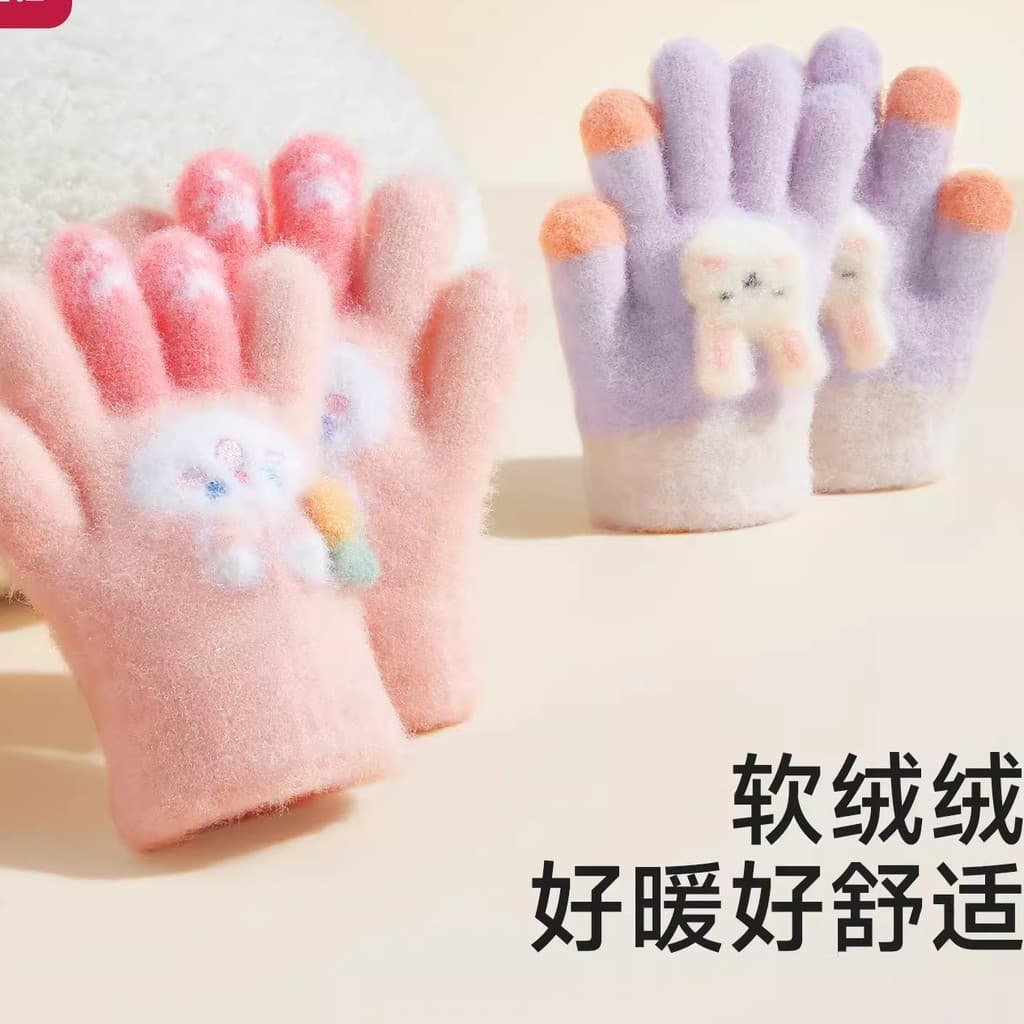 Crianças luvas de bebê inverno meninos meninas de um ano de idade crianças cinco dedos pequeno mês-idade engrossar