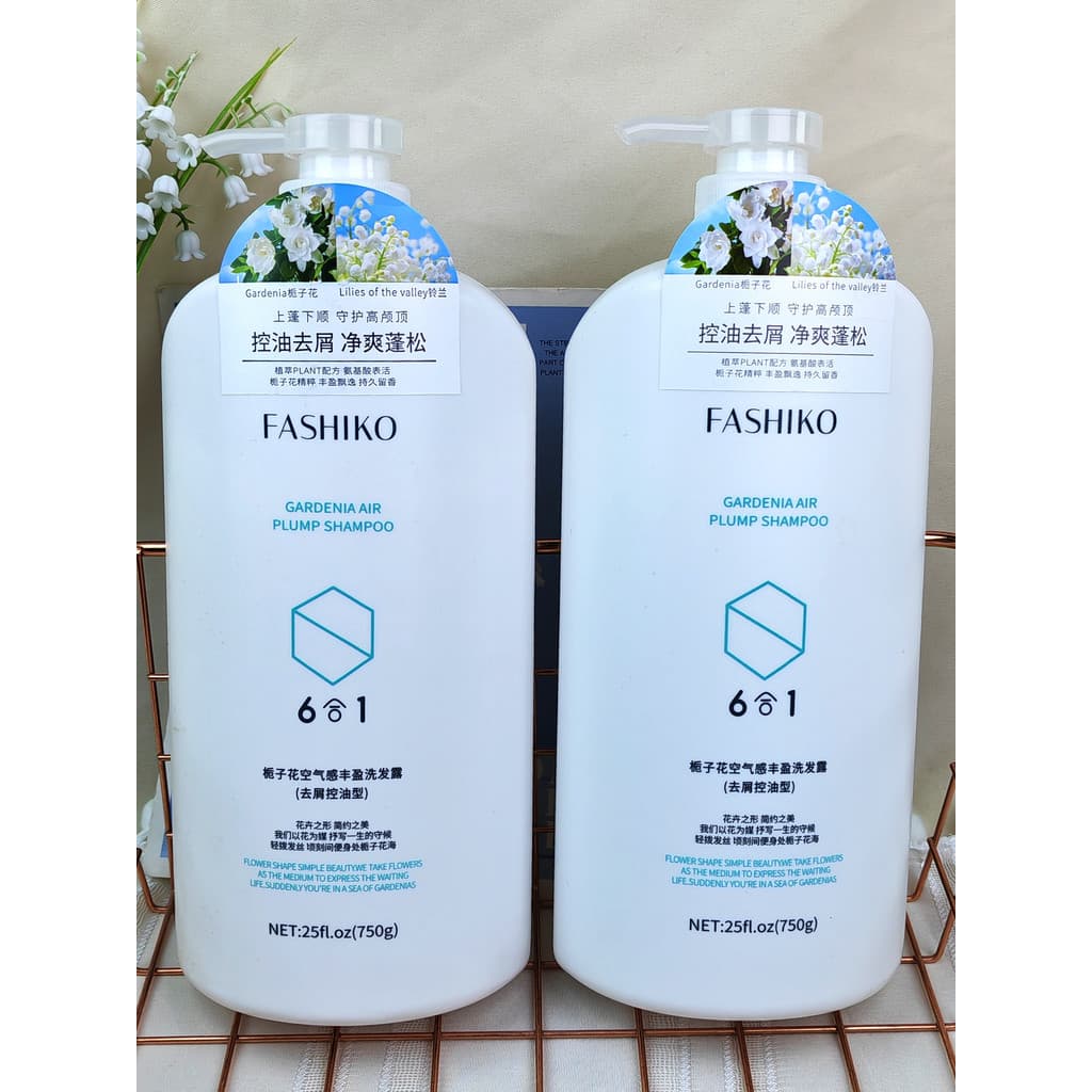 Huashiko Gardenia Air-Feel Plump Shampoo Anticaspa Controle de Óleo Limpo Fragrância Fofa 6 em 1 Shampoo