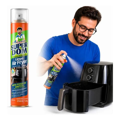 Kit 3 Limpa Air Fryer Superdom Spray Líquido 250ml
