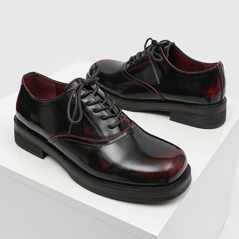 Nicho sapatos de couro vermelho masculino casamento noivo dedo do pé quadrado High-End Casual terno de negócios Commuter