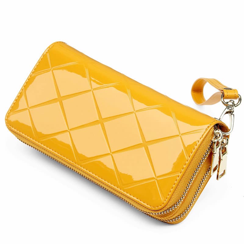 Sorte amarelo carteira feminina longa grande capacidade saco de couro patente High-End nicho luz luxo enviar mãe present