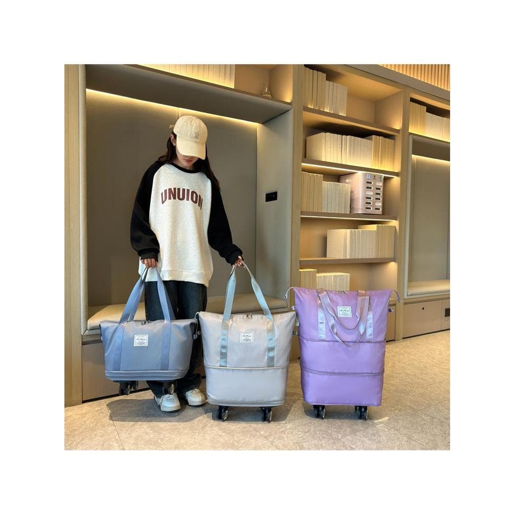 Bolsa de viagem de grande capacidade, camada dupla estendida, curta distância, dobrável, rolo, separação seca e úmida