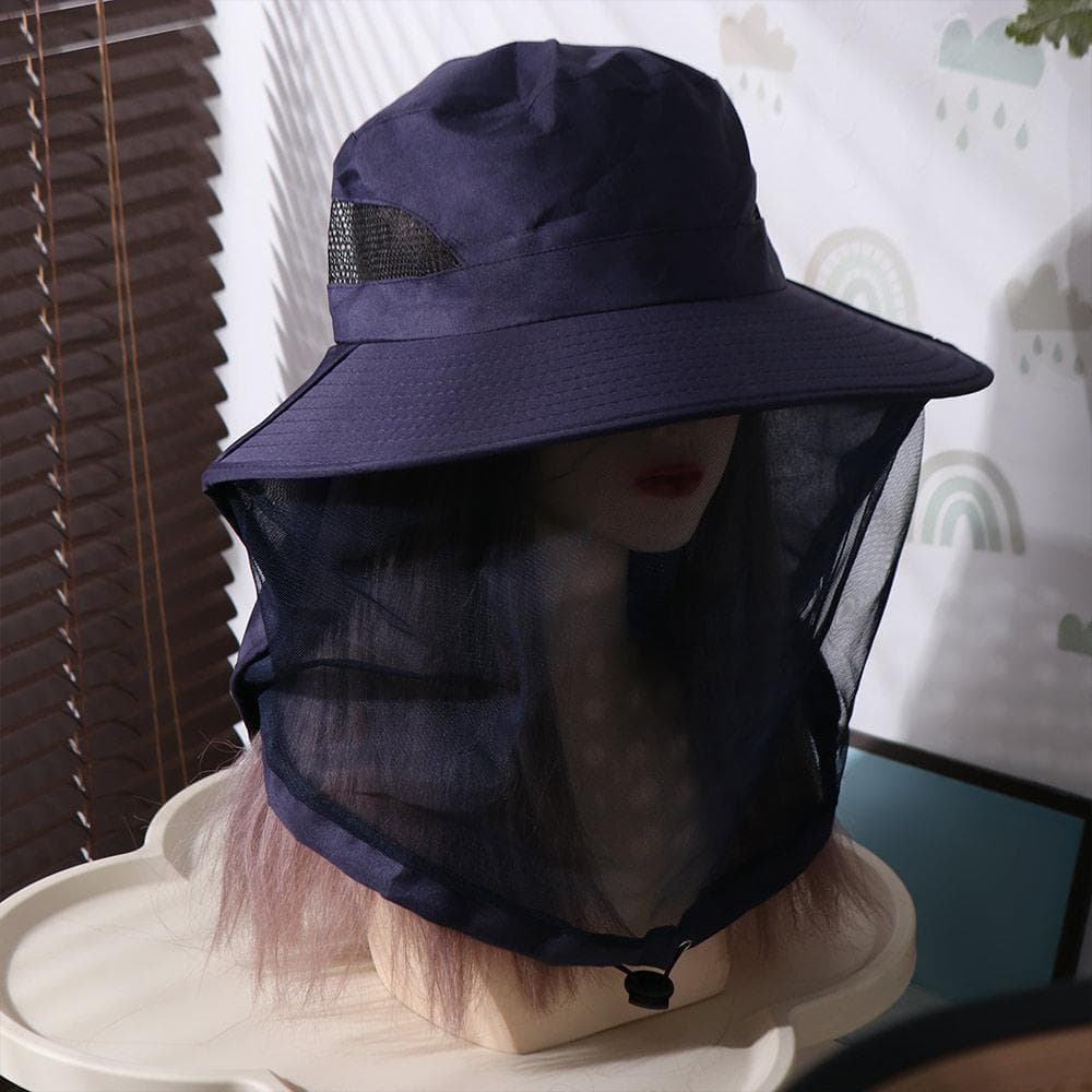 Chapéu De Pescador Com Capa De Rede  , Dobrável De Mosquito De Abelha De Aba Larga Sol Para Cobertura Facial Prot