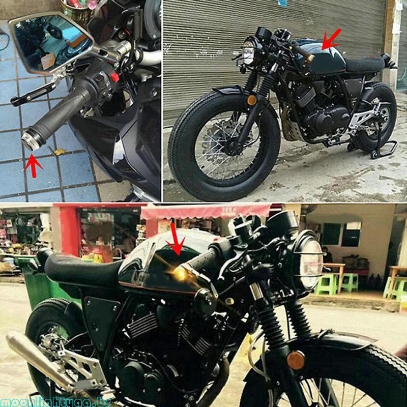 moonlightyaa1 12V Motocicleta LED Guiador Turn Light Flasher Handle Grip Blinker Side Marker Lamp