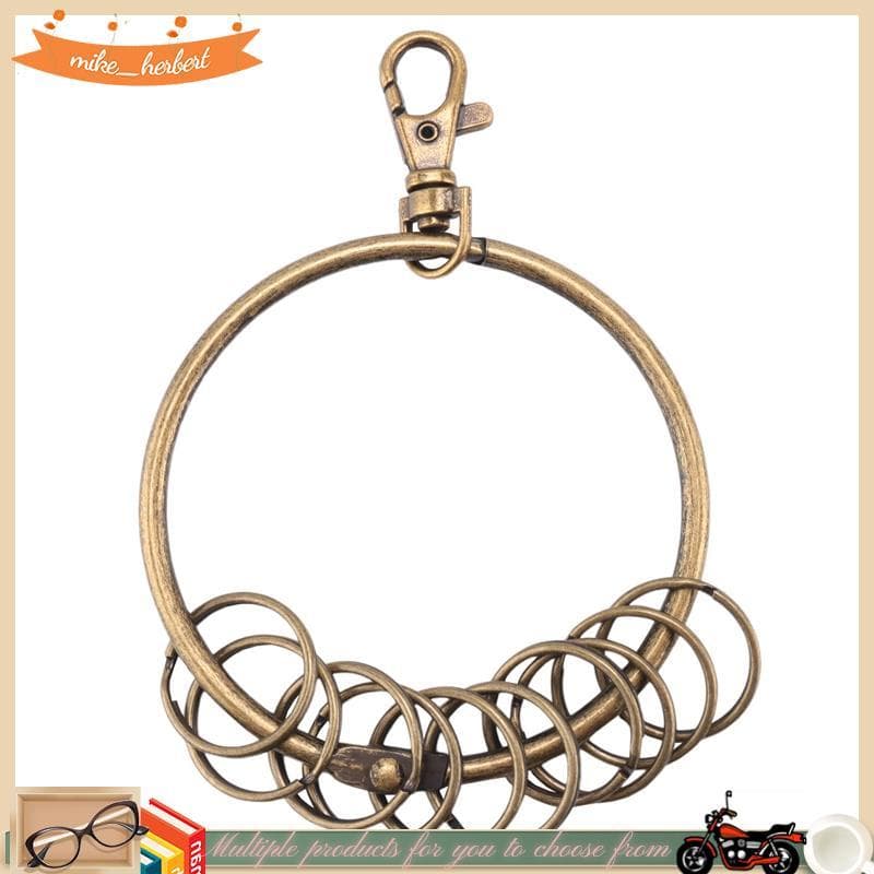 Chaveiro Prisioneiro Mosquetão Tom Bronze 10 Loops Anel 7.6cm