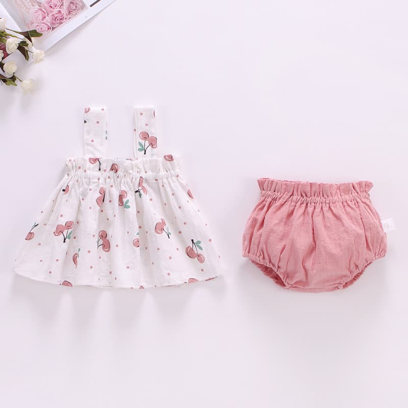 Versão coreana estilo fino menina bebê roupas de verão infantil camisola superior pão Shorts terno de duas peças
