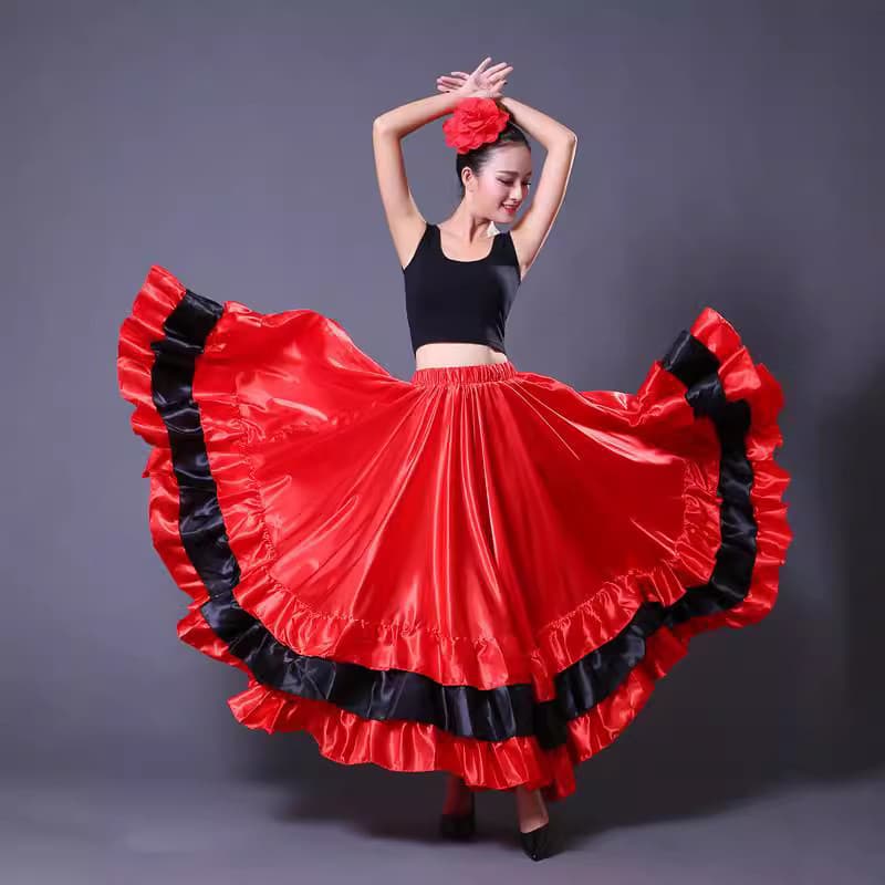 Saia de dança de tourada espanhola saia de dança do ventre abertura dança grande balanço saia desempenho traje de desemp