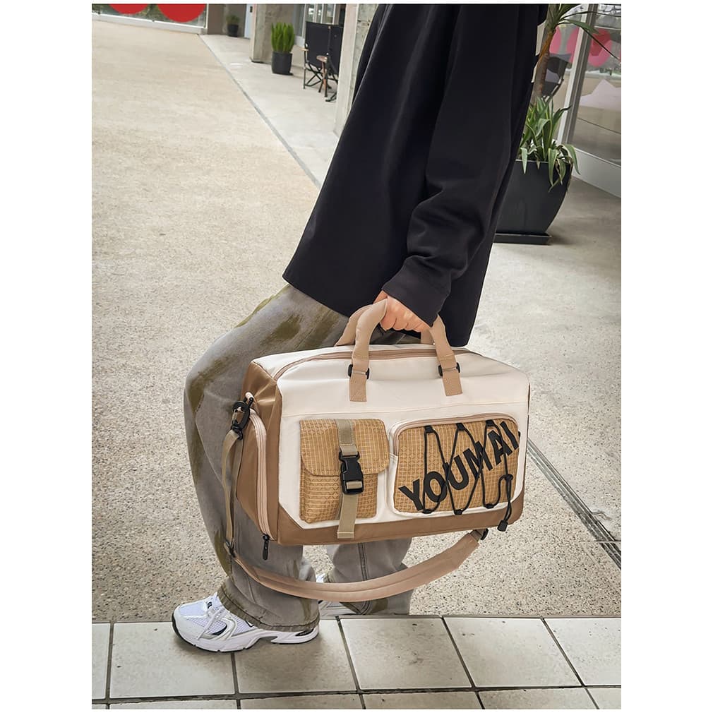 Bolsa de viagem rosa feminina, bolsa de bagagem de curta distância, sacola de grande capacidade, leve, bolsa de armazena