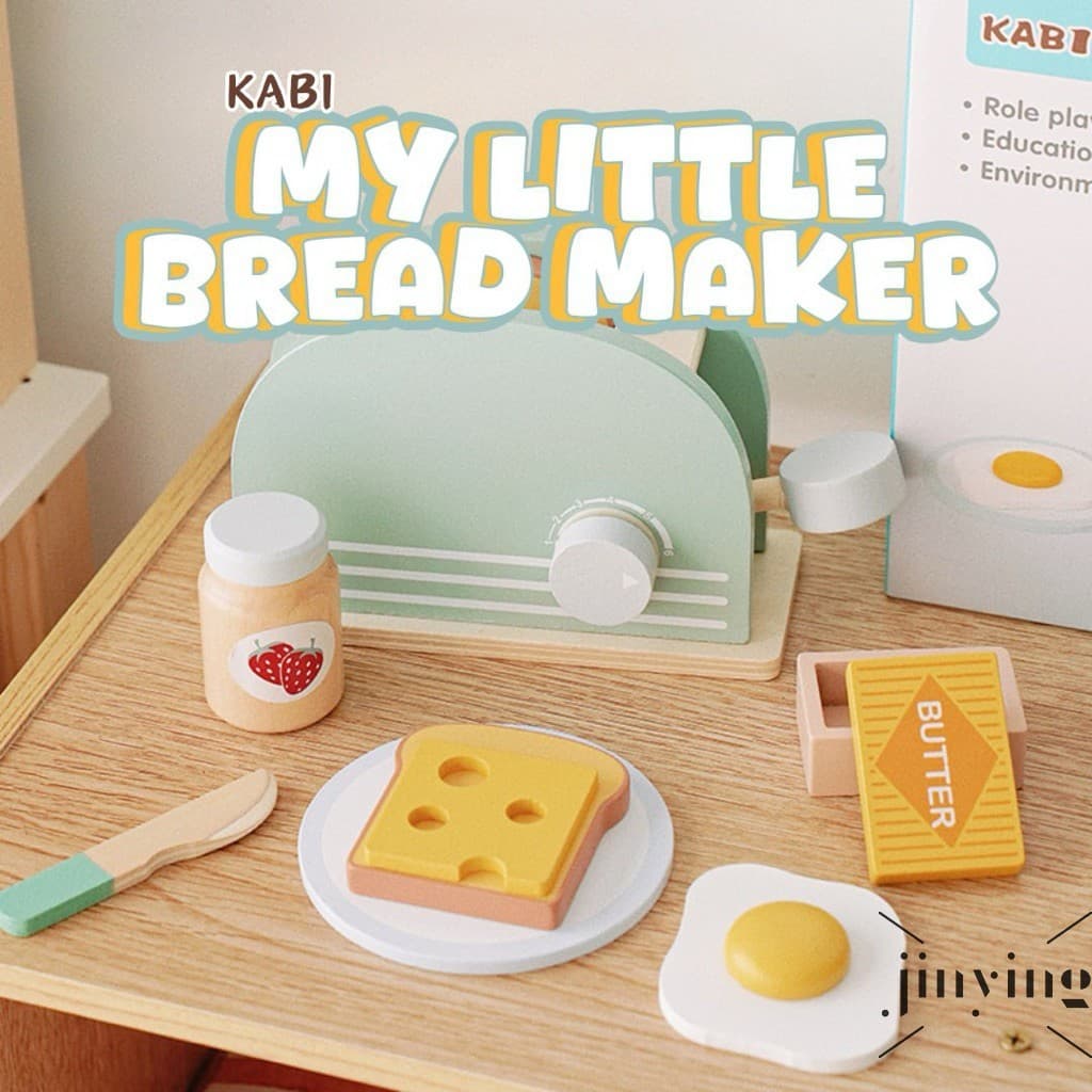 Conjunto De Torradeira De Madeira Para Fazer Pão-Brinquedo Infantil Café Da Manhã