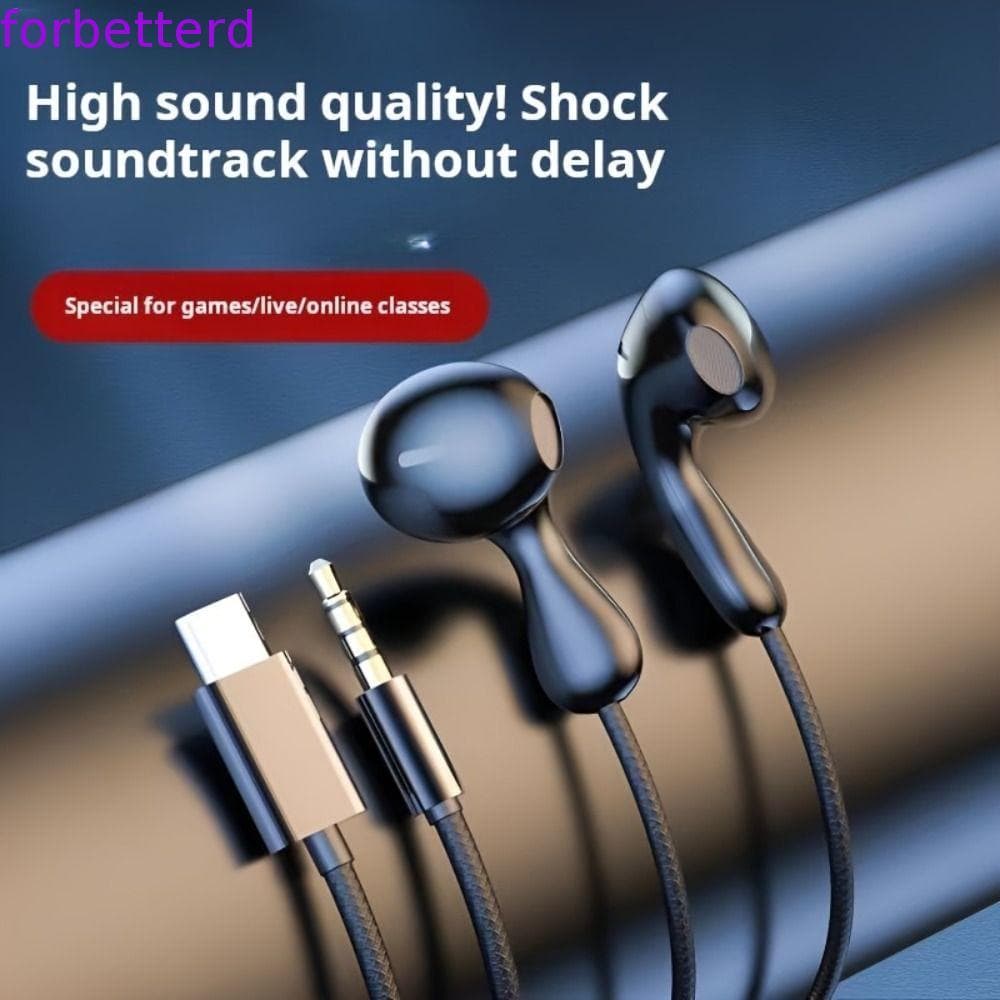 Fones De Ouvido Com Fio FORBETTERD , Fone Estéreo Hifi Microfone HD Intra-Auricular , Tipo C E 3.5 Mm