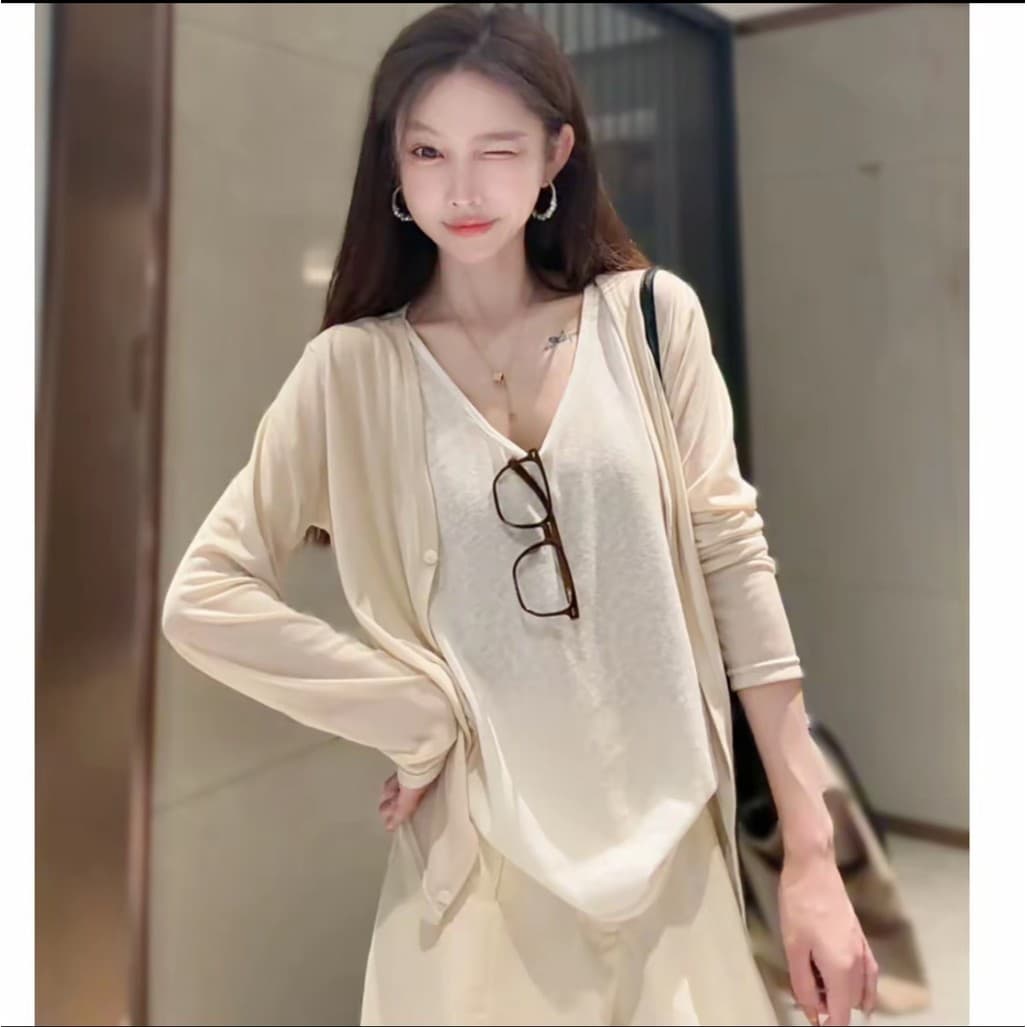 Lyocell Tencel protetor solar Cardigan 2026 solto estilo fino verão ar condicionado camisa protetor solar seda gelo curt