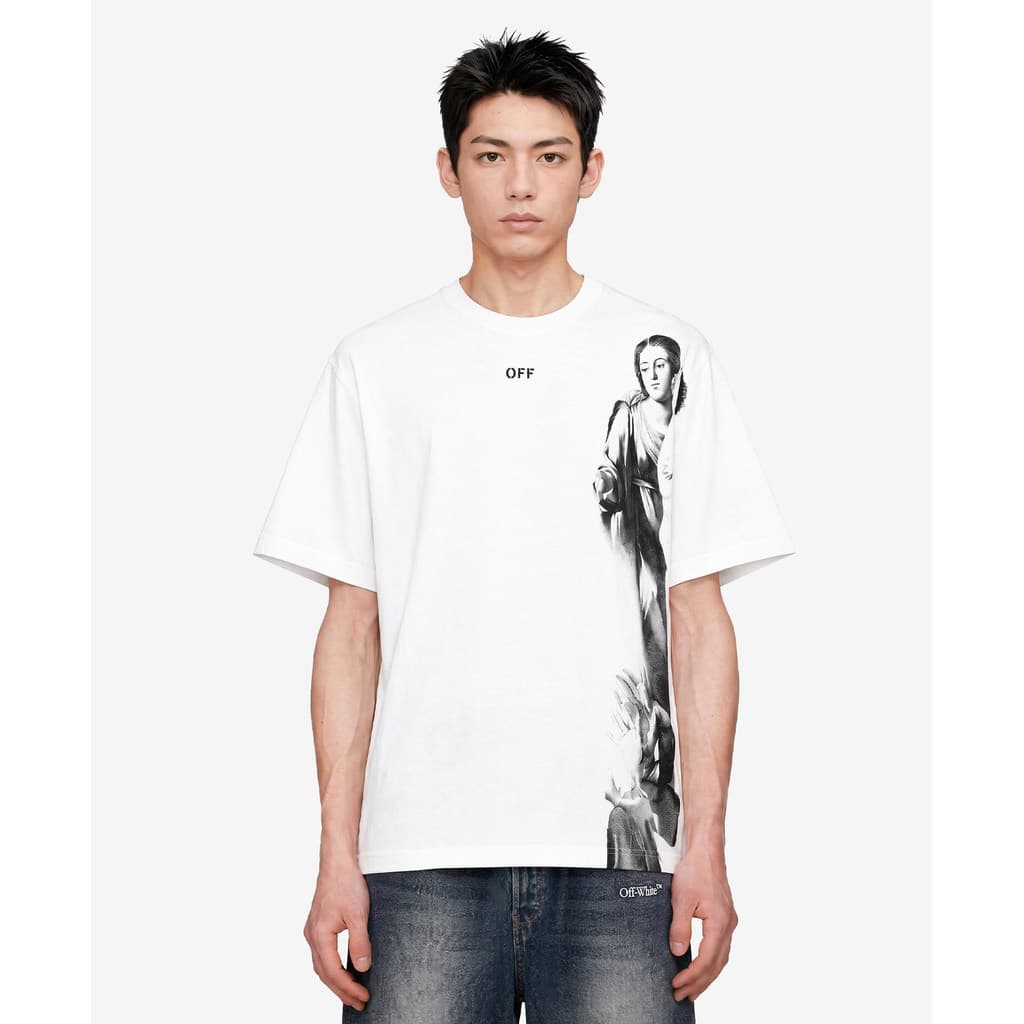 A Moda De-Branco Arte Estilo Pintura Óleo Escultura Padrão Impressão Camiseta De Manga Curta De Algodão Solta casual Com
