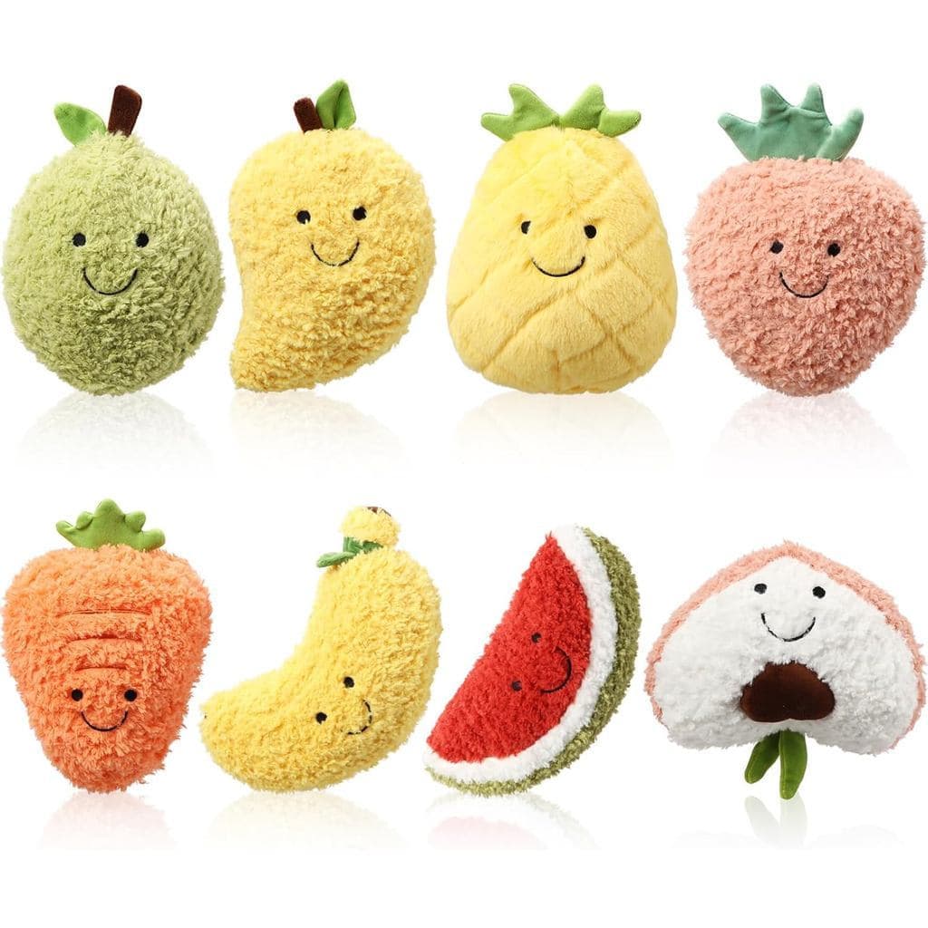 Simgoing 8 Peças de Almofadas de Pelúcia de Frutas Fofas, Brinquedos de Pelúcia de Frutas de 8 Polegadas: Abacate, Banan