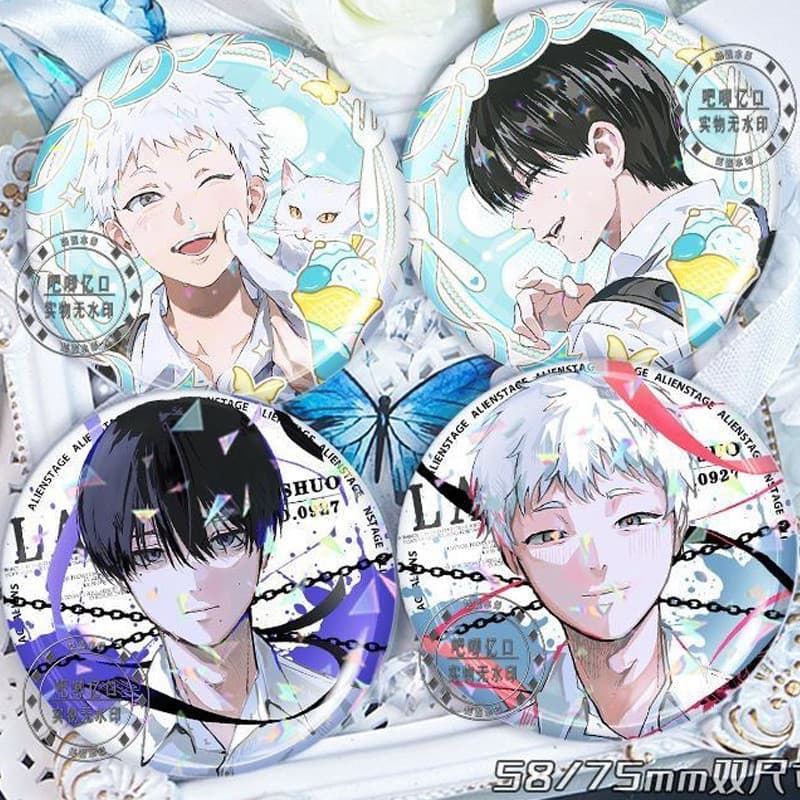 4 Peças Anime Emblema O Verão Hikaru Morrerd Broche Engraçado Pino Yoshiki Tsujinaka Indou Cosplay Decoração Presente De