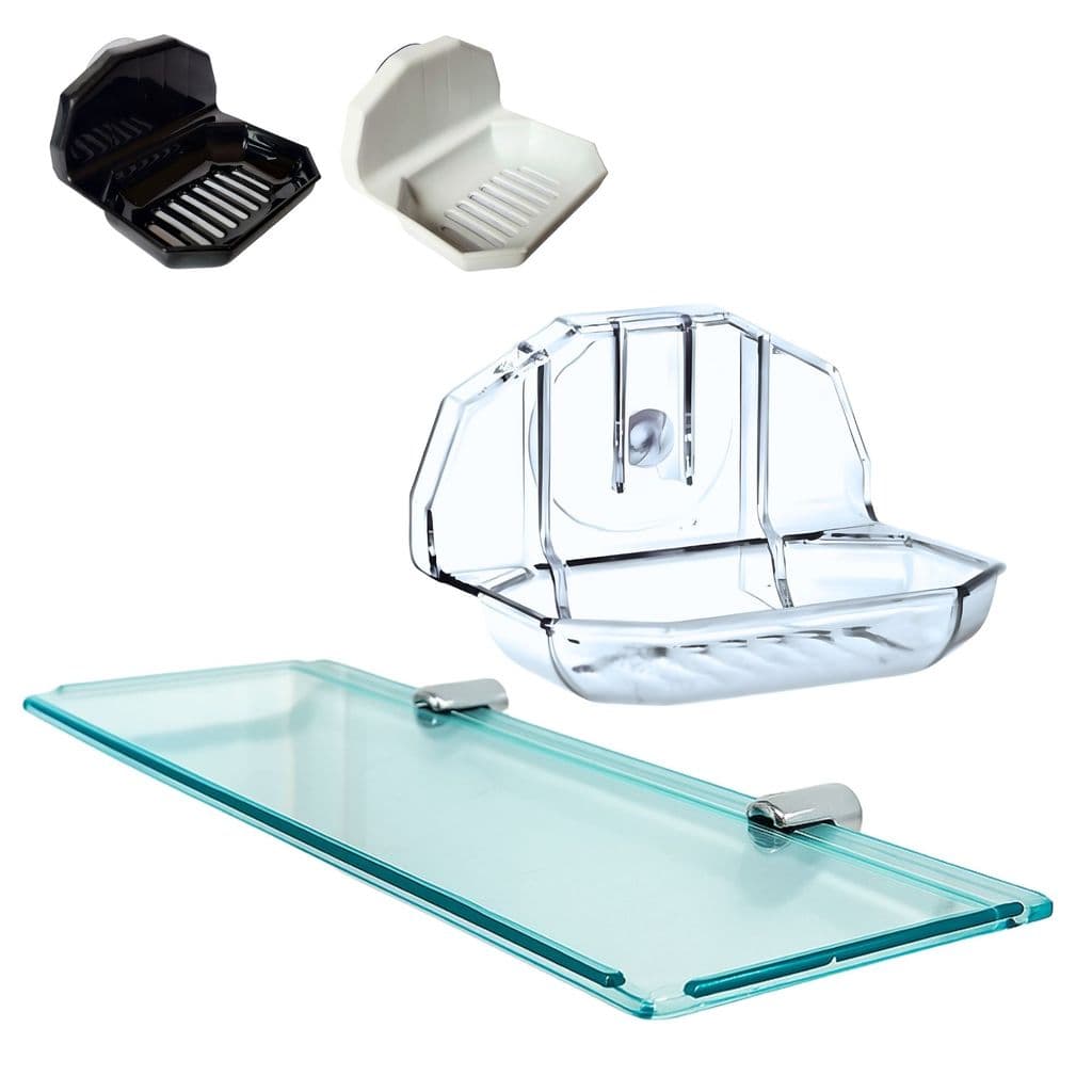 Kit Porta Shampoo Saboneteira Multiuso Banheiro Organizador Acrílico Box Parede Suporte Ventosa