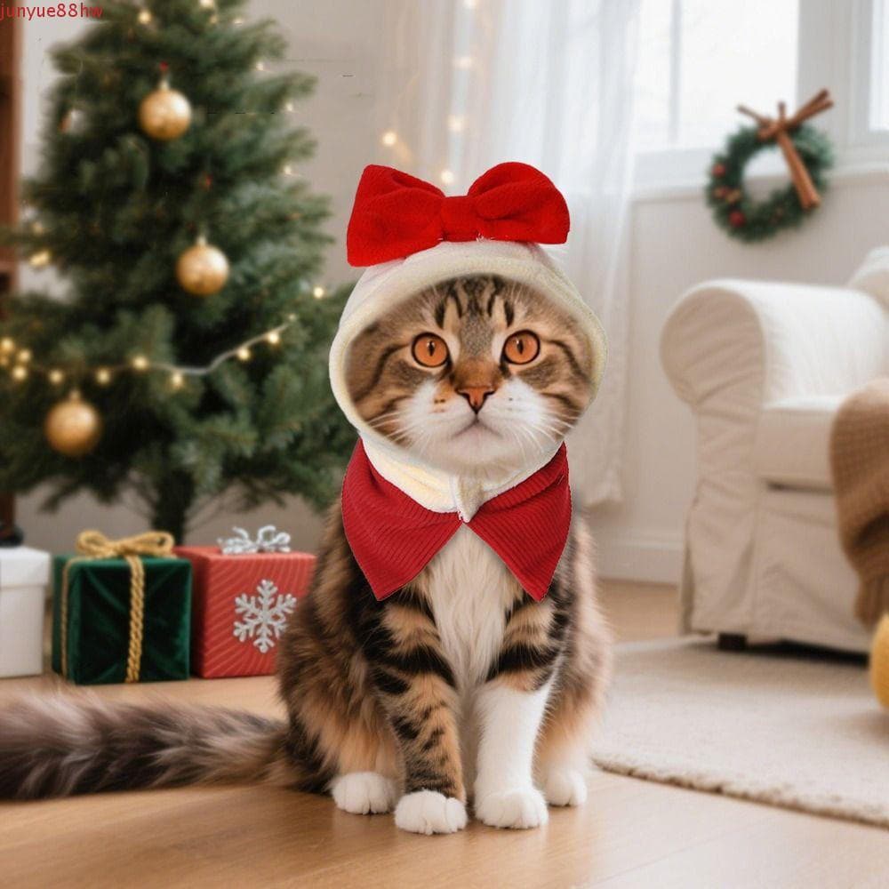 JUNYUE Chapéu De Natal Para Cachorro , Arnês Animais De Estimação Com Laço De Pelúcia , Fantasia De Gato Decorativa Quen