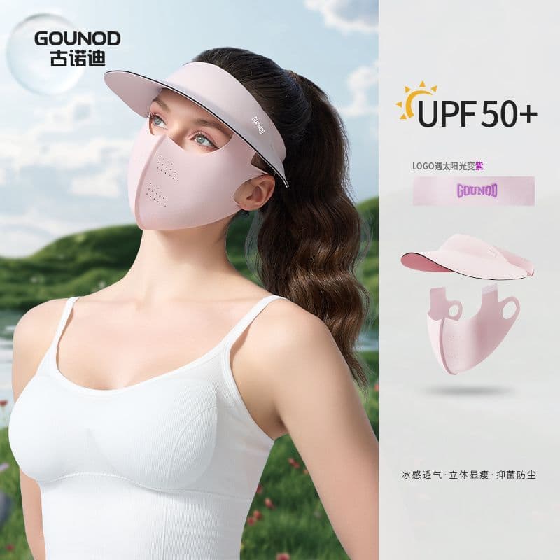 GOUNOD Tridimensional Pescoço Proteção Rosto Feminino com Chapéu Aba Máscara Facial Máscara de Proteção Ultravioleta Pro