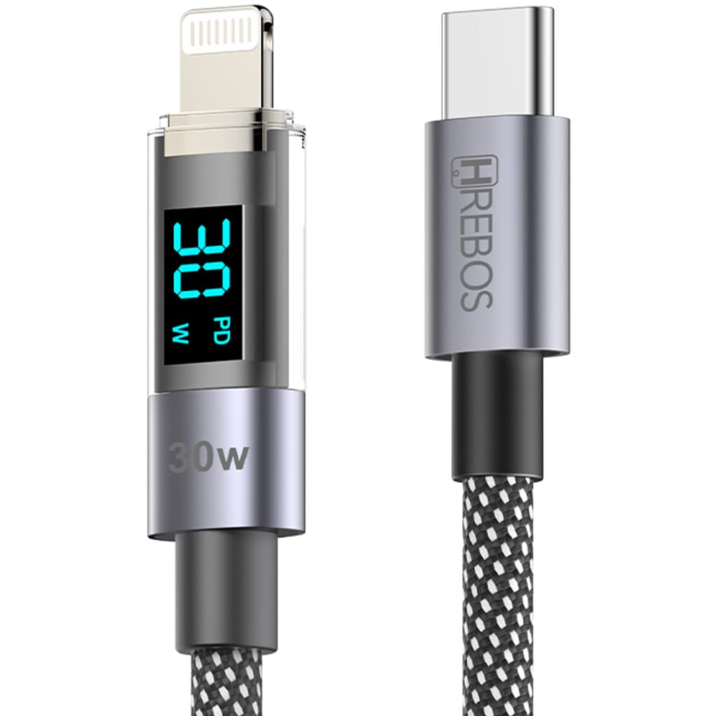 Cabo USB C para Lightning 30W Turbo 3 1A Premium Tech Led 1 Metro Preto Hrebos CB 371I