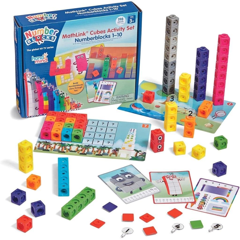 hand2mind MathLink Cubes Numberblocks 1-10 Conjunto De Atividades , 30 De Aprendizagem Pré-Escolar , Blocos De Contagem