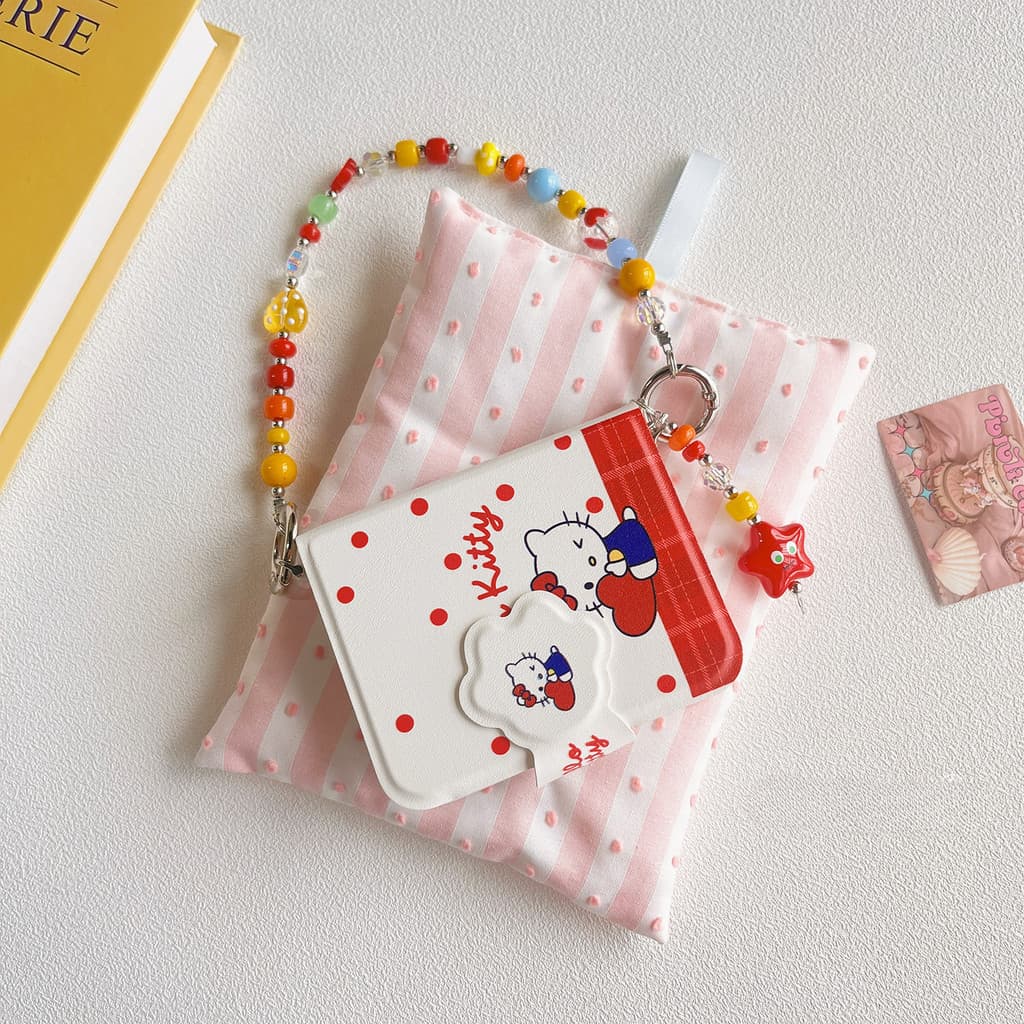 Flip7 Cartoon Hello Kitty Notebook com corrente Flip6 Samsung Galaxy Z Flip5 Capa protetora fofa de cor sólida XCase Fin