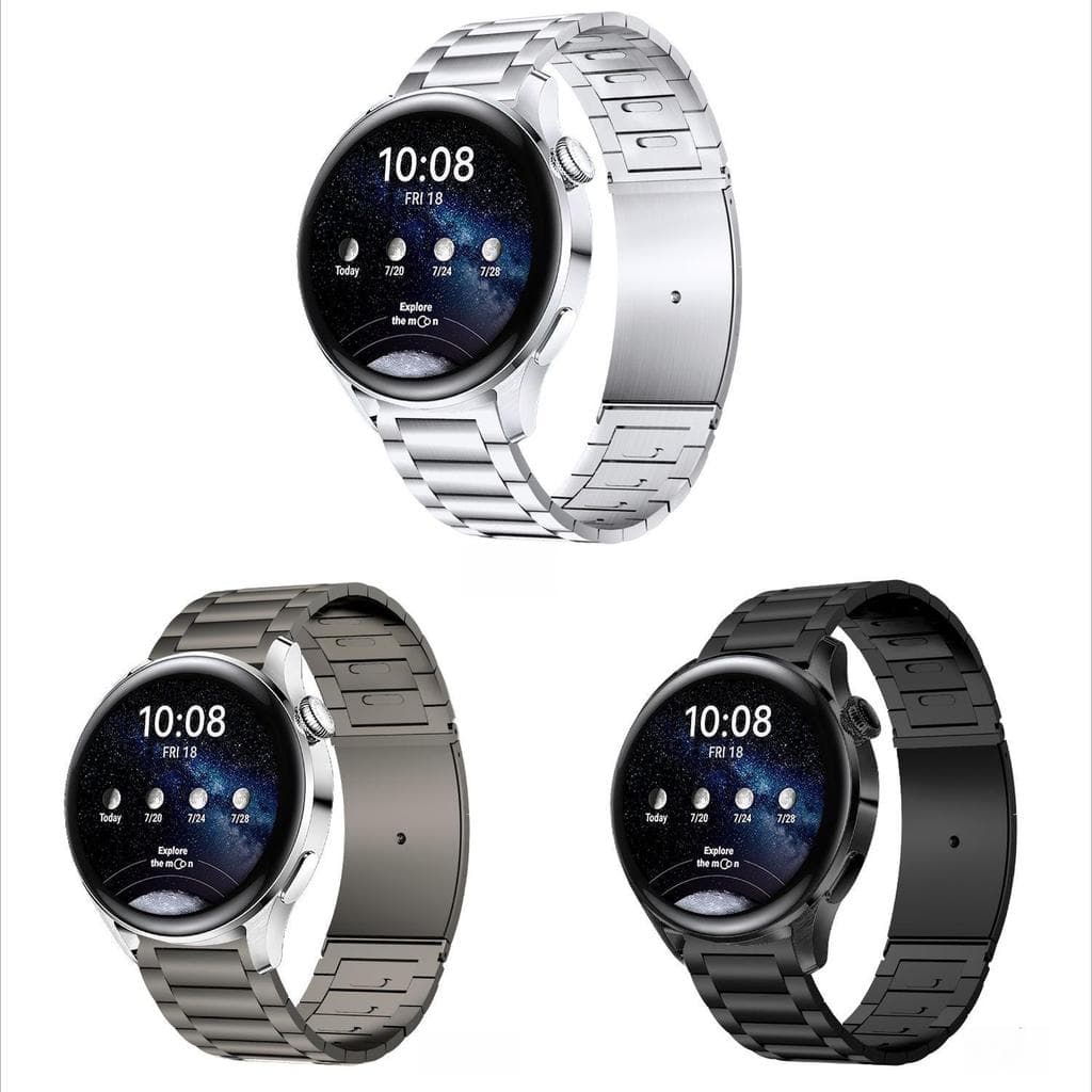 22mm Lado Deslizante Liberação Rápida Três Link Pulseira De Relógio De Aço Inoxidável Negócios Metal Para Huawei Série G