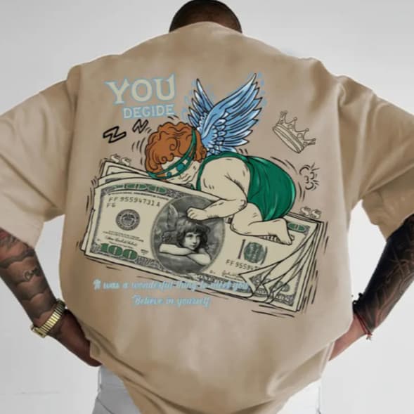 Camiseta Streetwear Anjo Soneca Você Decide Money Estilo De Rua Ostentação Novo!