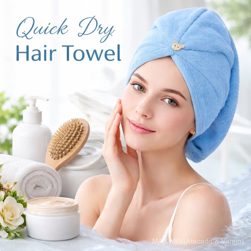 4/5/6 Conjuntos Turbante De Banho Azul Super Absorvente Macio Aconchegante Enfeite Adorável