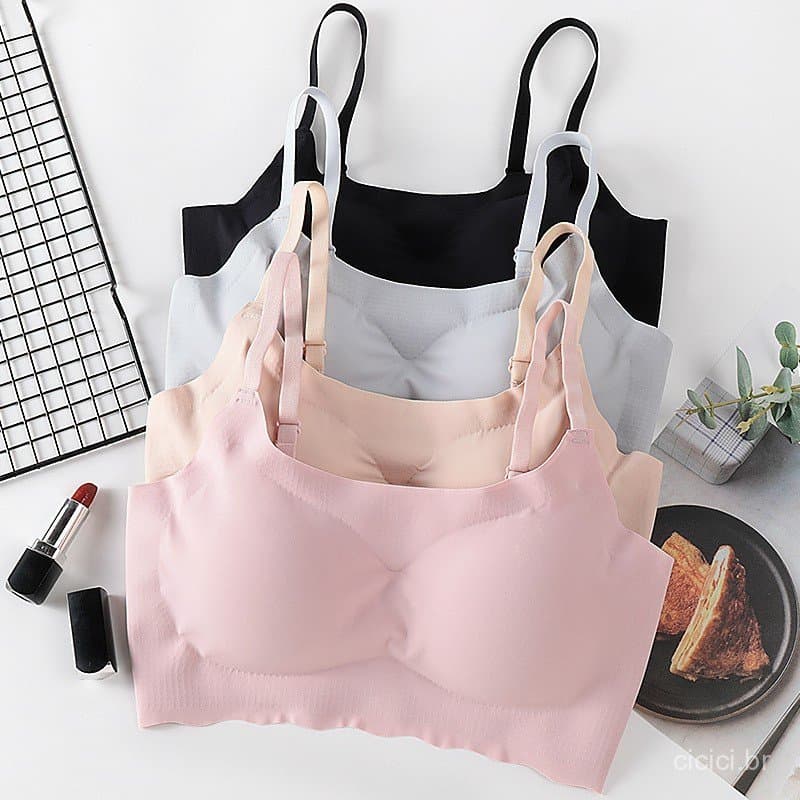 Sutiã Push-Up Feminino, Seda Fresca, Sem Costura / Sem Marca / Com Cobertura Total / Sem Aro de Aço D7W0
