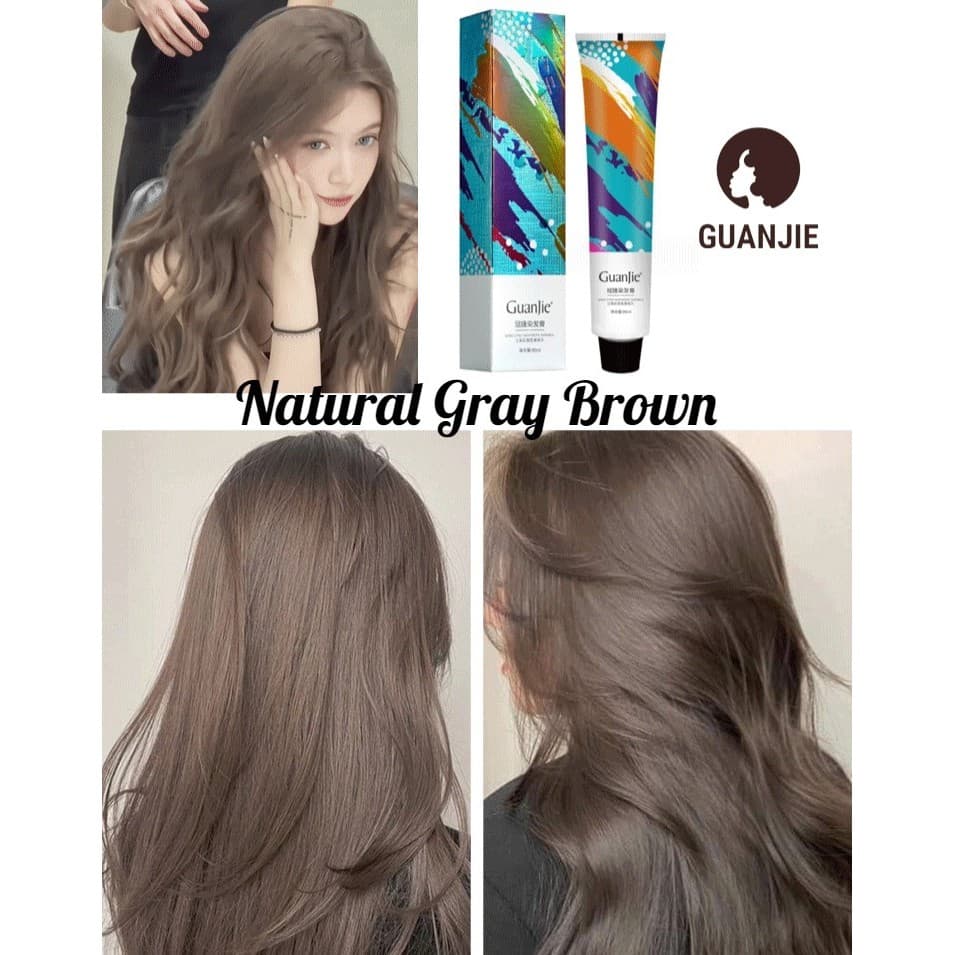 [Sem Descoloração Necessária] Tinta De Cabelo Cinza Avelã Sem Descoloração Para Um Tom Natural E Elegante Cabelo/Tinta/C