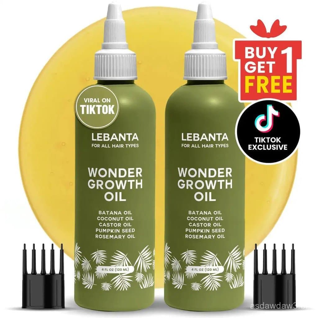Óleo LebantaBatana para Crescimento Capilar (BOGO) - 100% Puro, Cru e Misturado com Óleo Orgânico de Rícino, Semente de