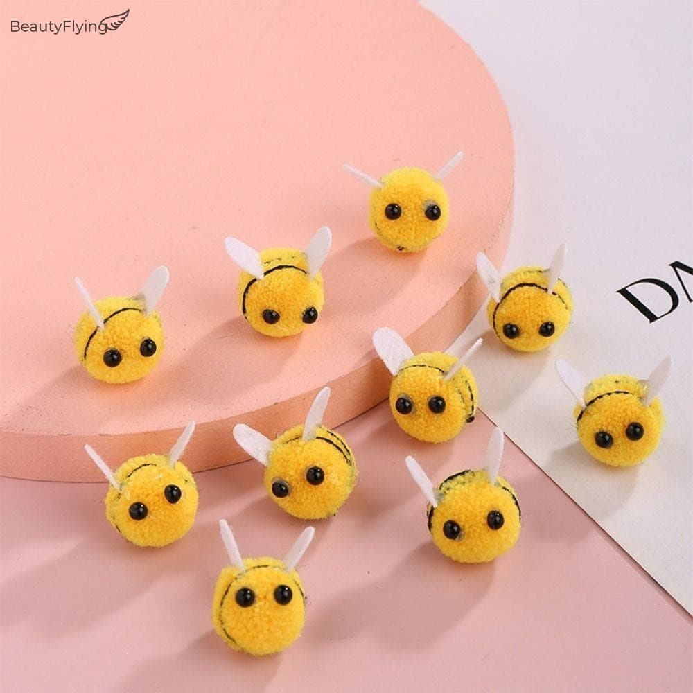 10 Peças Artesanato De Abelha De Feltro De Lã Amarela-Mini Artificial Para Decoração DIY