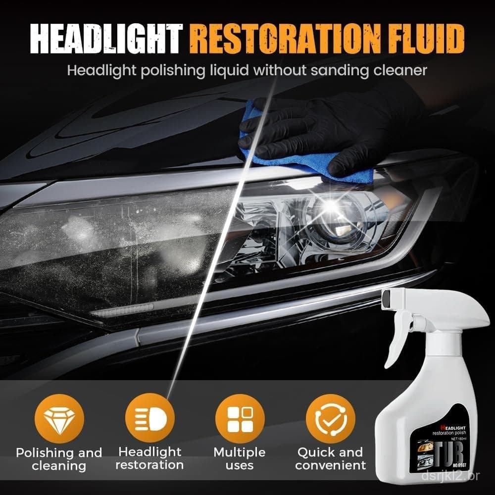 Kit de Reparação de Faróis de Carro 2026, Kit de Limpeza e Reparação de Faróis com Spray de Revestimento, Adequado para