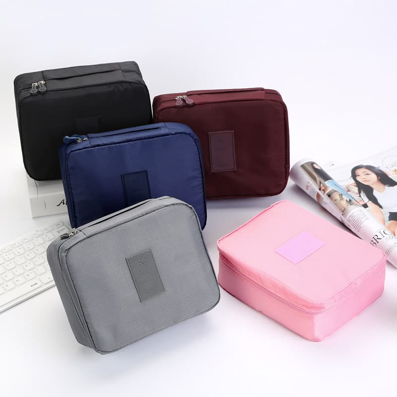 Bolsa quadrada portátil para maquiagem, bolsa de higiene pessoal para viagem de negócios, bolsa organizadora multifuncio