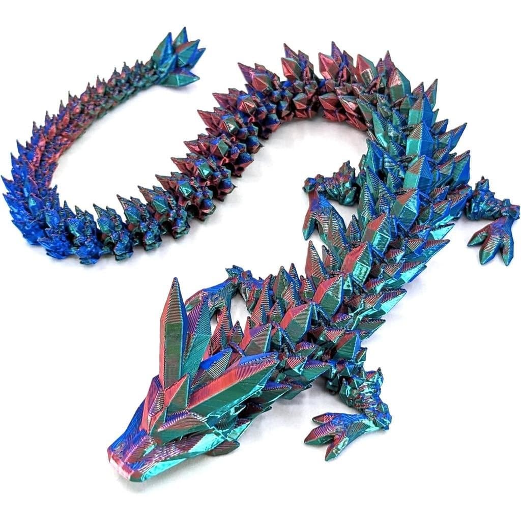 Dragão De Cristal Articulado Médio De 12 "-Figura De Plástico Impresso Em 3D Multicolorido-Cores Peroladas Do Arco-Íris-