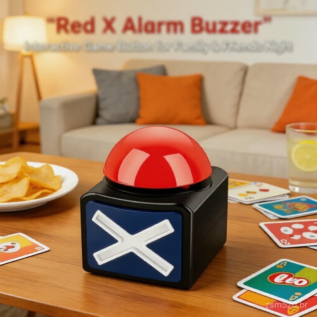 Jogo de Quiz Infantil com Botão Buzzer e Efeitos de Som e Luz para Brincadeira Educativa